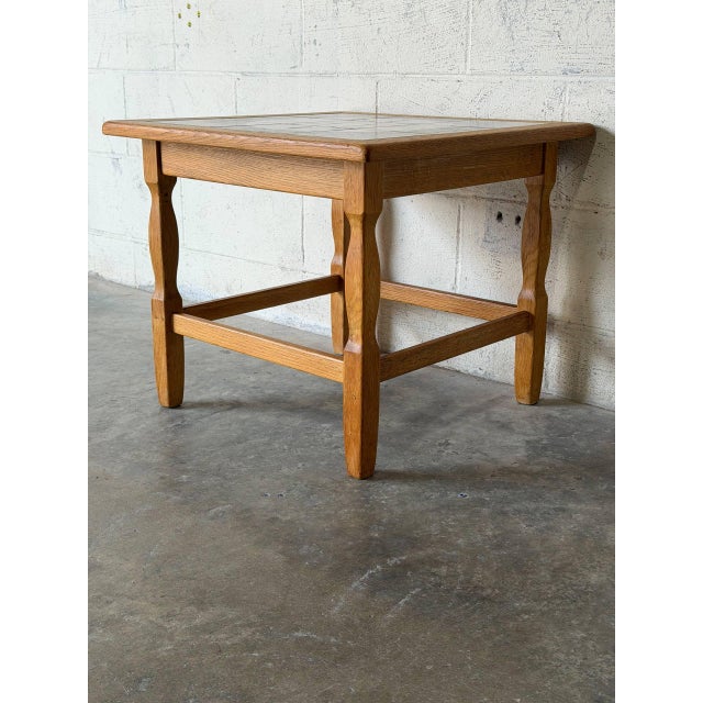 Oak Tile End Table With Inset Ceramic Top Danish Mid-Century Modern 1960s For Sale - Image 9 of 11