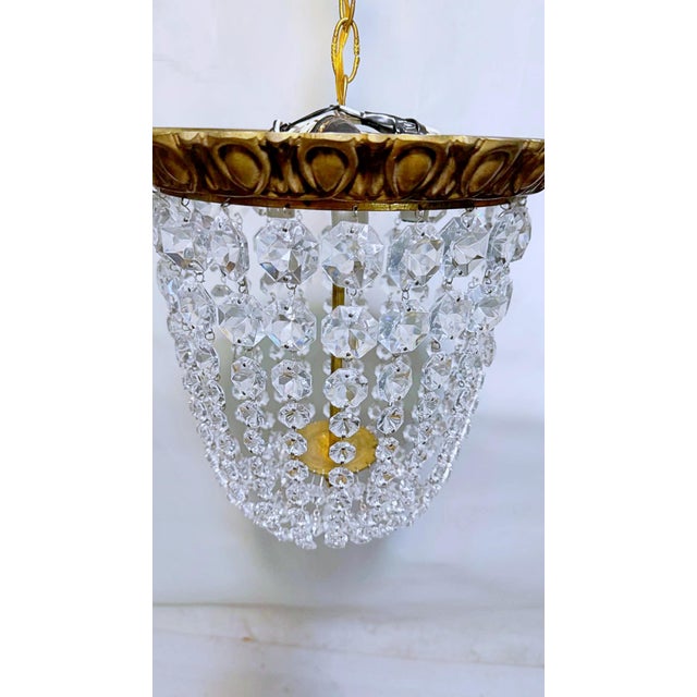 Vintage Brass Basket Chandelier For Sale - Image 4 of 8