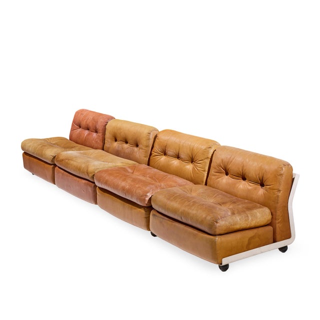 Mario Bellini for B&b Italia Amanta Mid Century Leather and Fiberglass Sectional Sofa For Sale - Image 10 of 11