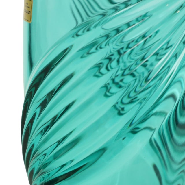 Vintage Turquoise Blue Glass Vase from Luminarc France, 1980s For Sale - Image 9 of 12