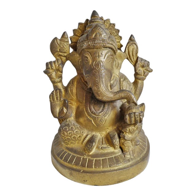 Vintage Small Brass Ganesha Figure For Sale