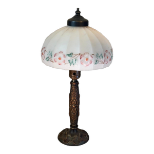 1930s Art Nouveau Boudoir Lamp With Floral Shade