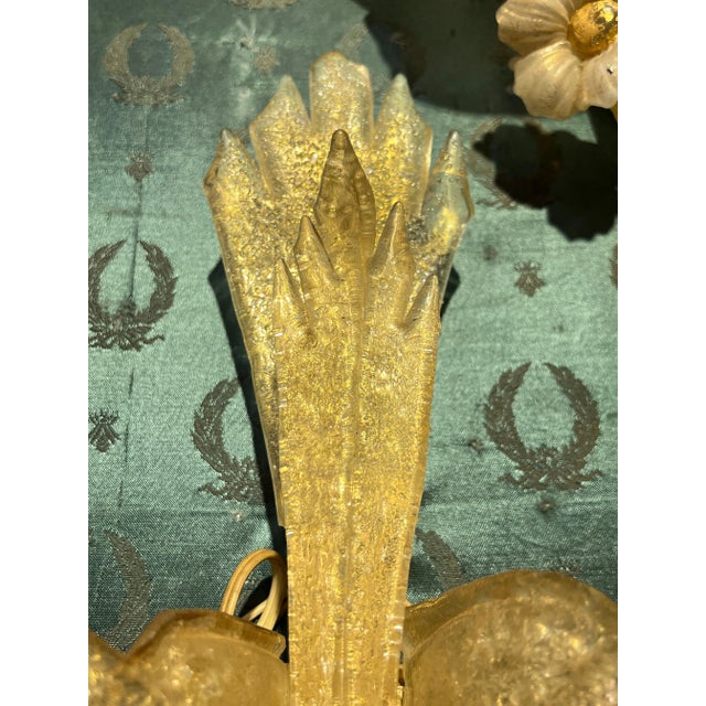 1960s Mid-Century Italian Murano Gold Infused Glass Sconces - A Pair For Sale - Image 5 of 8