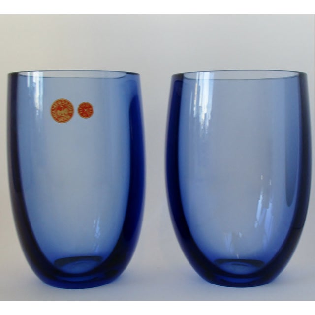 Per Lutken Blue Glass Vases A Pair Chairish