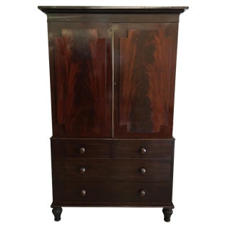 Mid 19th Century Antique English Mahogany Linen Press For Sale