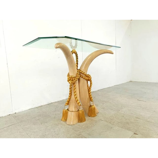 Vintage Faux Tusk Console Table, 1980s For Sale - Image 10 of 12