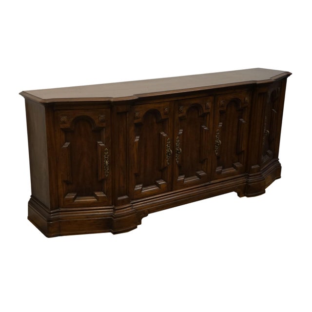 Italian Drexel Heritage Solid Walnut Italian Provincial 78" Buffet Sideboard 559-144 For Sale - Image 3 of 14