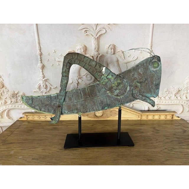 Vintage Verdigris Copper Grasshopper Sculpture For Sale - Image 11 of 14