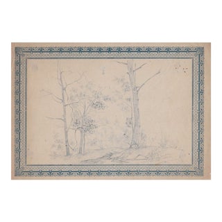 1880s Drawing of Forest Interior by Shoemaker For Sale