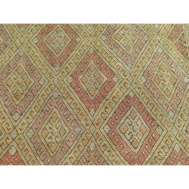 1960s 1960s Embroidered Distressed Kilim -64"x78" For Sale - Image 5 of 12