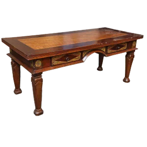 Vintage Large Two-Wood Dutch Colonial Style Java Desk From the 20th Century