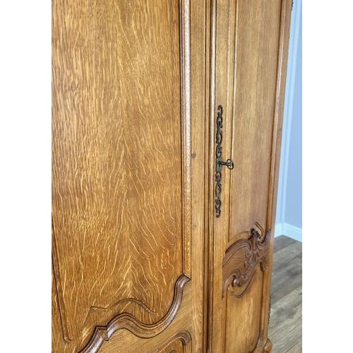 Vintage French Louis XVI Style Oak 4-Door Armoire For Sale - Image 11 of 13