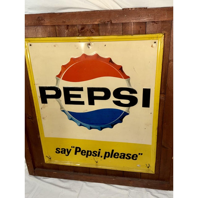 Pepsi Cola Enamel Advertising Sign, 1940s For Sale - Image 10 of 13