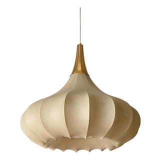 Large Mid-Century Beige Flower Cocoon Pendant by Achille Castiglioni for Hille, Italy, 1960s For Sale