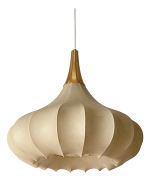 Large Mid-Century Beige Flower Cocoon Pendant by Achille Castiglioni for Hille, Italy, 1960s