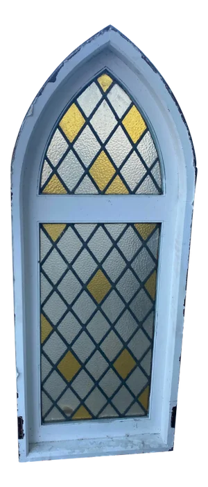 Arched Cathedral Spanish Tudor Style Leaded Glass Window