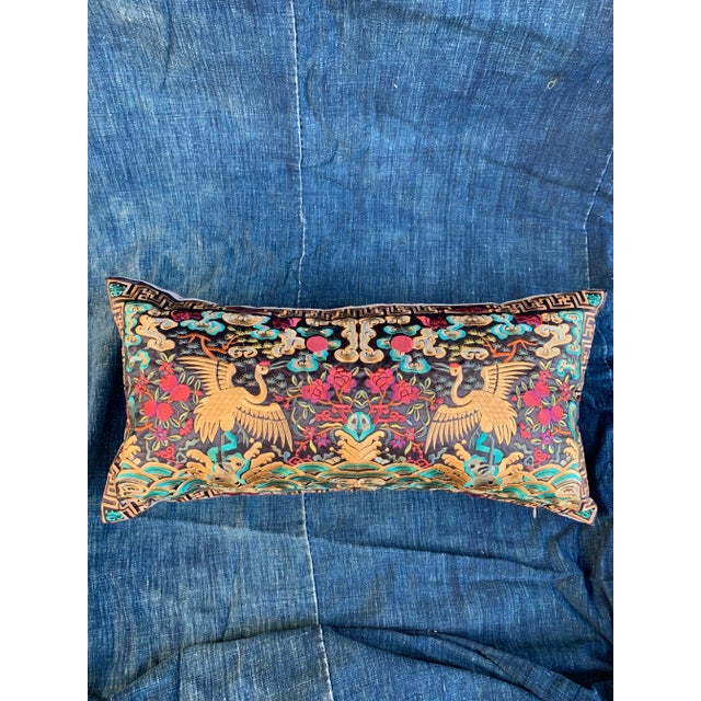 Hollywood Regency Black, Turquoise & Gold Asian Chinoiserie Boudoir Pillow For Sale In Los Angeles - Image 6 of 10