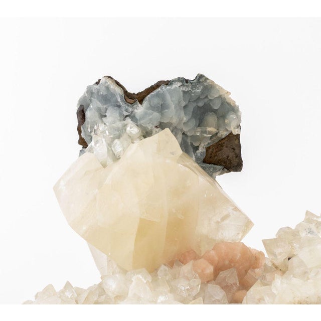 Contemporary Celestite, Calcite, and Quartz Crystal Specimen For Sale - Image 3 of 14