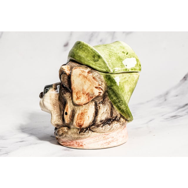 Wonderful Antique Bulldog Humidor Jar Ceramic Figural Tobacco Jar English Dog Head Lidded Jar Vintage Tobacciana For Sale In New York - Image 6 of 14