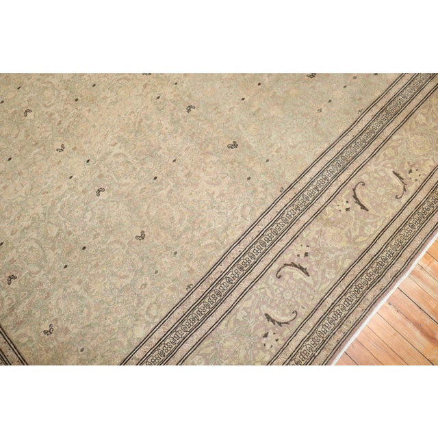 Zabihi Collection Light Green Elegant Antique Persian Tabriz Rug For Sale In New York - Image 6 of 18
