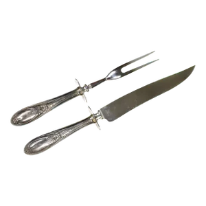 Early 20th Century American Frank Whiting Sterling Silver Floral Design Cutlery Carving Set - 2 Pieces