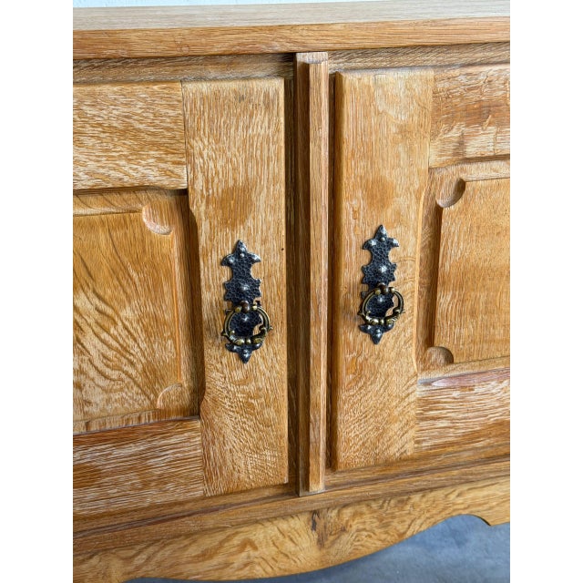 Vintage Danish Oak Cabinet in Style of Henning Kjærnulf Scandinavian Rustic Sideboard For Sale - Image 10 of 10