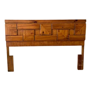 1970s Mid Century Modern Brutalist Style Queen-size Walnut Headboard