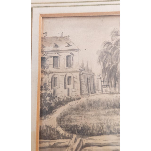 19th Century European English Pen and Ink Genre Scene With Women in a Garden For Sale - Image 13 of 15