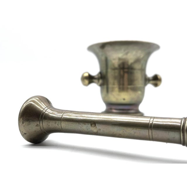 Antique Baroque Apothecary Mortar with Original Pestle Bronze, 1700s For Sale - Image 4 of 16