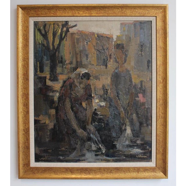 Modern A. Clement, The Washerwomen, 20th Century, Oil Painting on Board, Framed For Sale - Image 3 of 18