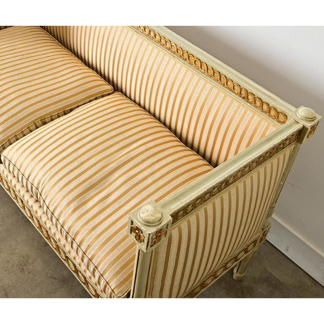 Swedish 19th Century Painted and Parcel Gilt Settee For Sale - Image 11 of 13