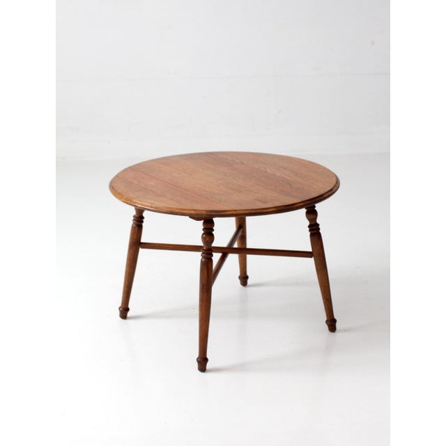 Brown Vintage Round Wood Coffee Table With Turned Legs For Sale - Image 8 of 15