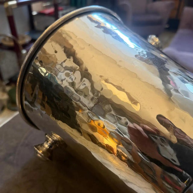 1970s Mid-Century Modern Silver Plated Hammered Italian Wine Cooler For Sale - Image 10 of 11