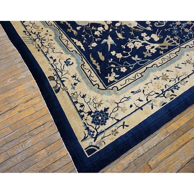 1920s Blue Traditional Scene Pictorial Animal Antique Chinese Peking Wool Rug For Sale - Image 4 of 10