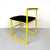 Italian Modern Rectangular Chair with Black Fabric and Yellow Metal, 1980s For Sale - Image 4 of 16