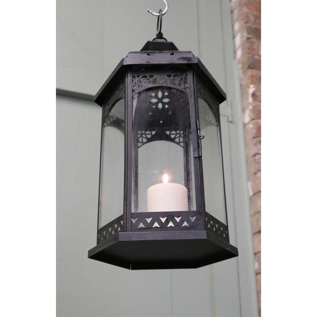 1920s Large Moroccan Style Iron Candle Lantern, 1920 For Sale - Image 5 of 7