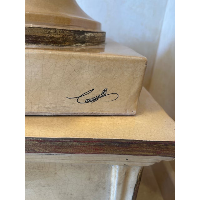 Victorian 1970s Ezio Ceccarelli Terra Cotta Urn With Base. Signed. For Sale - Image 3 of 8