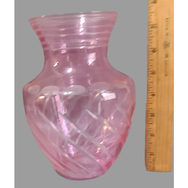 Capture the essence of elegance with this beautiful vintage Czech Bohemian glass vase. Standing at a height of 7.75'', the...