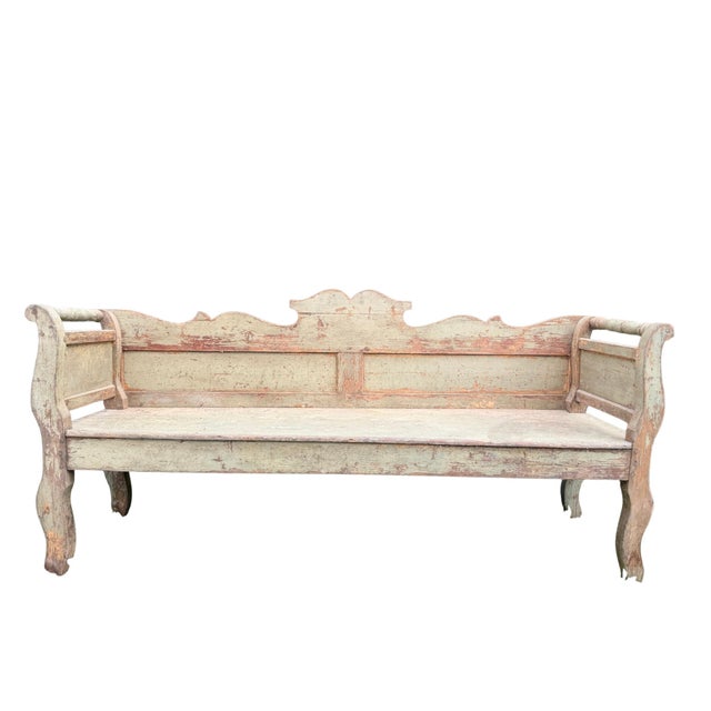 Light Green Antique European Sofa Bench For Sale - Image 8 of 9