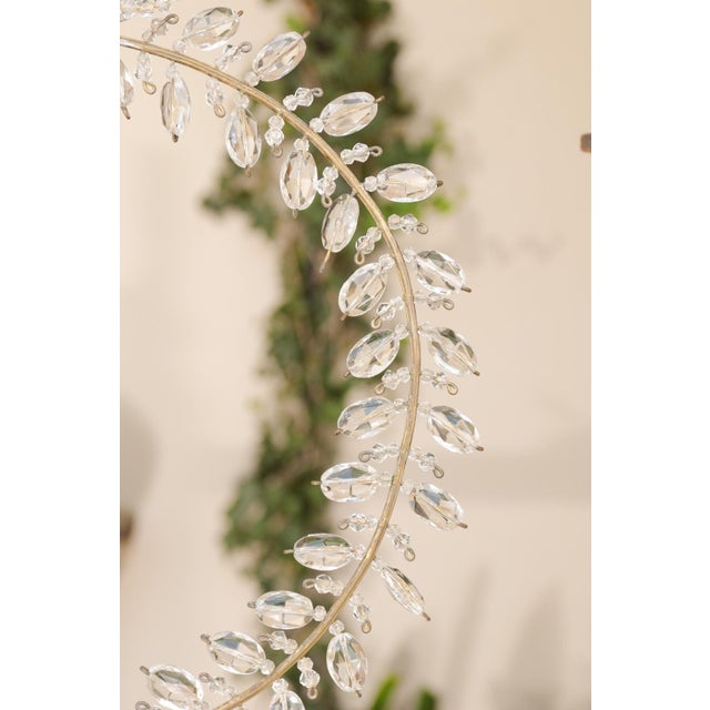 1920s French Crystal Light Fixtures with Campanula, Ribbon and Rosettes - a Pair For Sale - Image 4 of 12