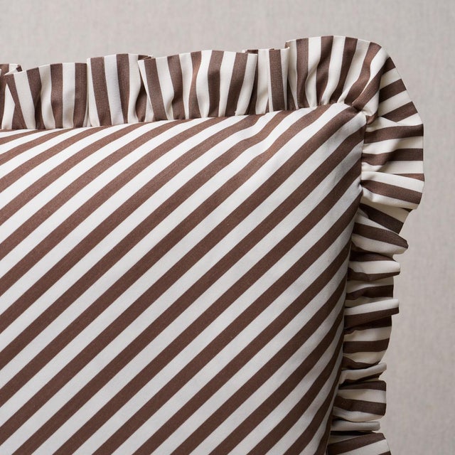 This pillow features Brigitte Stripe with a 1.5" ruffle finish. The perfect thin stripe, not too casual and not too...