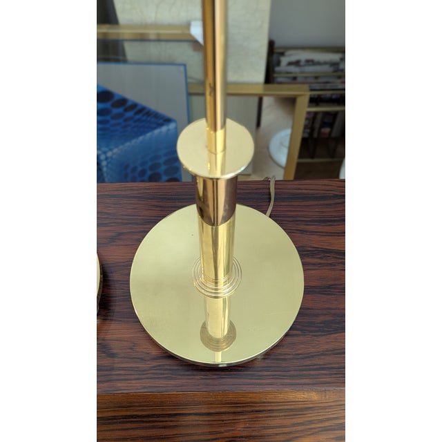 Polished Brass Mid-Century Modern Table Lamps (Pair) With Stepped Base For Sale In San Francisco - Image 6 of 11
