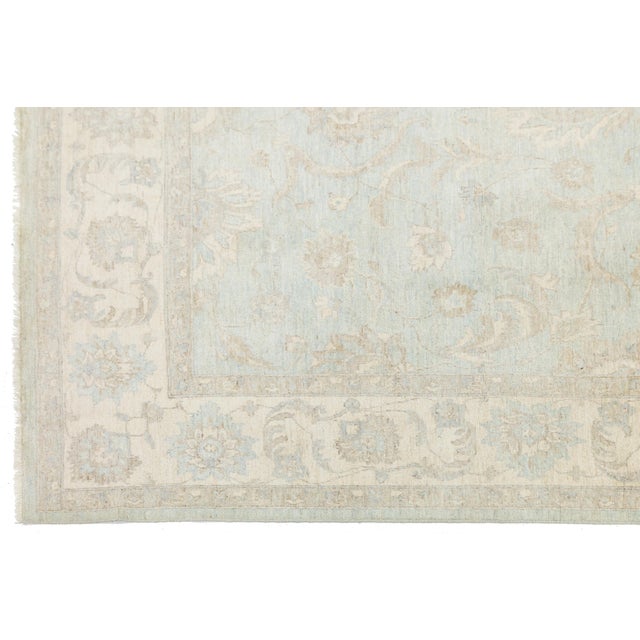 Textile Serene Sky: Modern Peshawar Hand-Knotted Wool Rug 9x12 For Sale - Image 7 of 11
