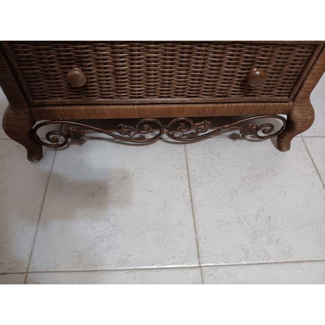 Wicker Rattan Chest or Nightstand Three Drawer Dark Tone For Sale In Naples, FL - Image 6 of 6