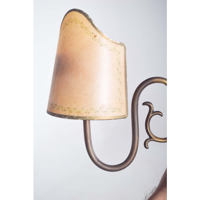 Metal Two-Arm Wall Light in Brass, 1920 For Sale - Image 7 of 11