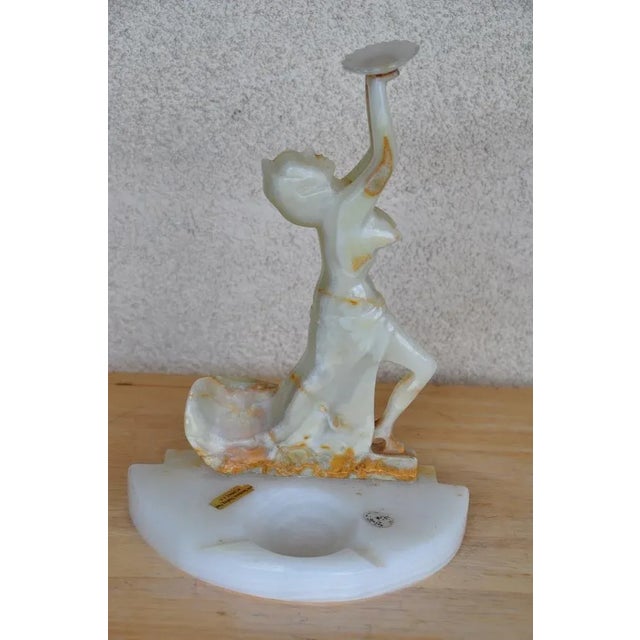 Unique Art Deco Style Onyx Sculpture Which May Be Used as a Candle Holder or Ashtray For Sale - Image 9 of 13