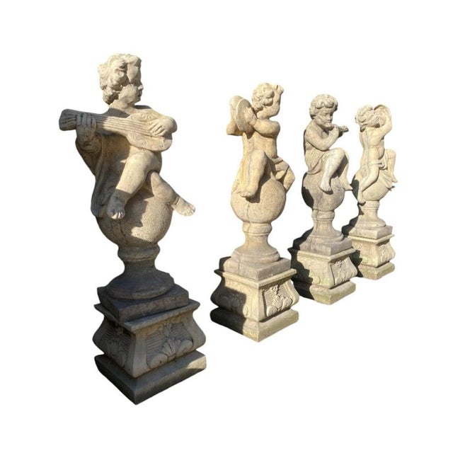 Garden Stone Sculpture Cherubs, 1950s, Set of 4 For Sale - Image 10 of 12