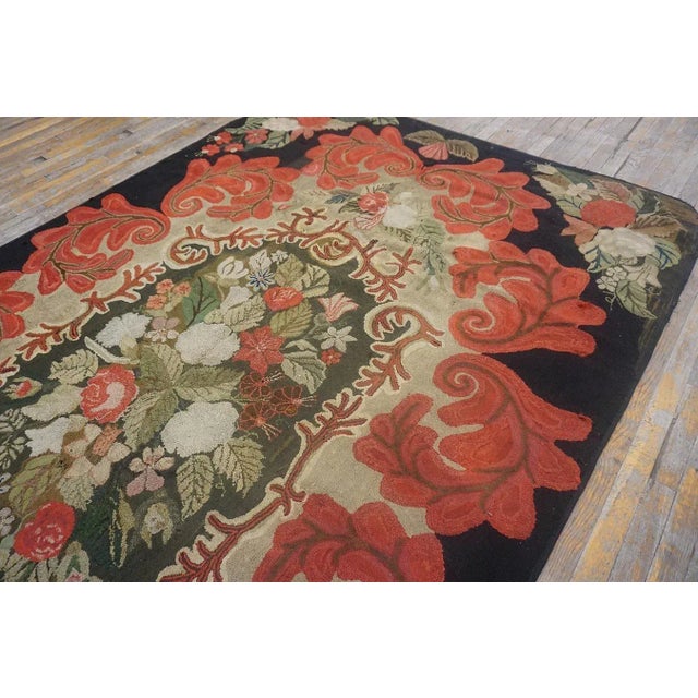 19th Century American Hooked Rug ( 6'2" x 10'6" - 188 x 320 ) For Sale - Image 9 of 12