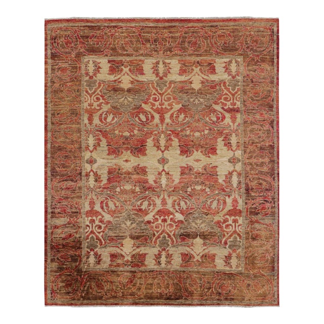 Rug & Kilim's Polonaise Style Rug in Red With Beige-Brown Floral Patterns For Sale