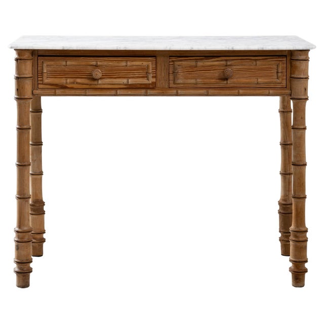 1900s French Faux Bamboo Table With Marble Top For Sale - Image 15 of 18